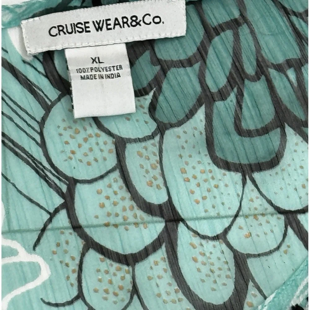 Cruise Wear & Co. Turquoise Blue XL Swim Suit Cover Up Beach Tropical Sheer